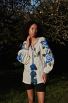 LINEN BLOUSE ROSES