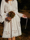 AERIN ROMANTIC DRESS WITH RCHELIEU EMBROIDERY
