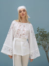 OSOBLYVA RICHELIEU WHITE LINEN BLOUSE