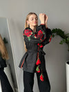 LINEN BLOUSE ROSES