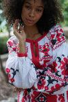 Linen peasant blouse with long sleeves, Ukrainian sorochka, Puffer sleeves blouse for women, Ukrainian Vyshyvanka, Ukranian ethnic pattern