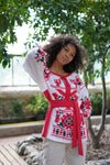 Linen peasant blouse with long sleeves, Ukrainian sorochka, Puffer sleeves blouse for women, Ukrainian Vyshyvanka, Ukranian ethnic pattern