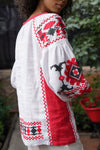 Linen peasant blouse with long sleeves, Ukrainian sorochka, Puffer sleeves blouse for women, Ukrainian Vyshyvanka, Ukranian ethnic pattern