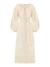 Linen dress with cotton embroidery