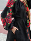Українська чорна лляна сукня